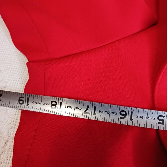 Calvin Klein Ruffle Suit Cardigan Women's size 14 Petite Bright Red Color - Picture 9 of 11